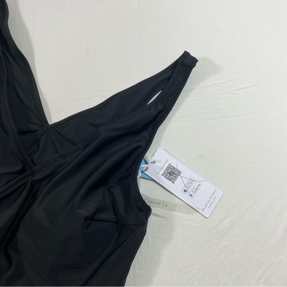 Cupshe Swim Tropical Swimsuit One Piece Swimsuit size 1X Black & Floral NWT Swim - Picture 2 of 7